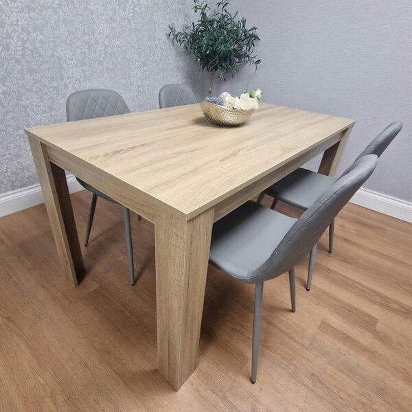 Kosy Koala Oak Effect table with 4 Grey Faux Leather Gem Chairs Modern Kitchen Dining Furniture