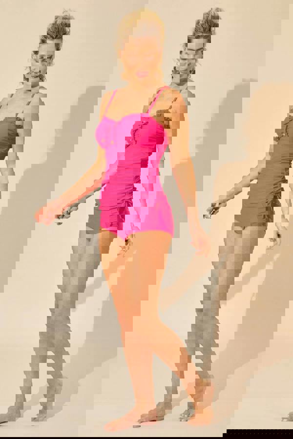 Pink Side Tie Tankini Top Side