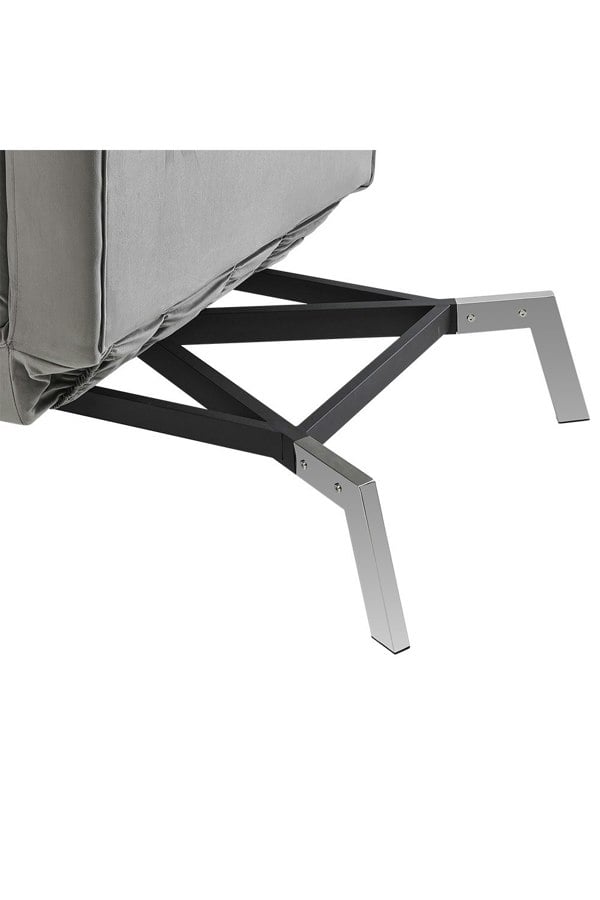 Living and Home 3-in-1 Folding Single Sofa Bed Plaid Tufted Lounge Chair with Metal Legs