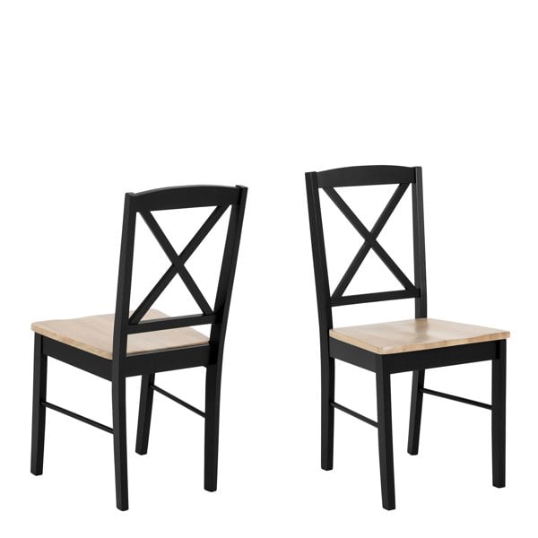 Furniture To Go Elvira Dining Chair in Black and Oak Set of 2