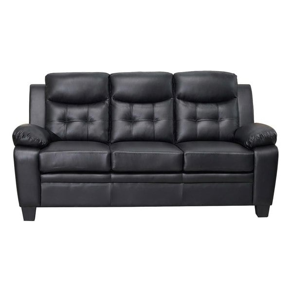SQUAREBOXX Aura Leather 3+2 Seater Sofa in Black