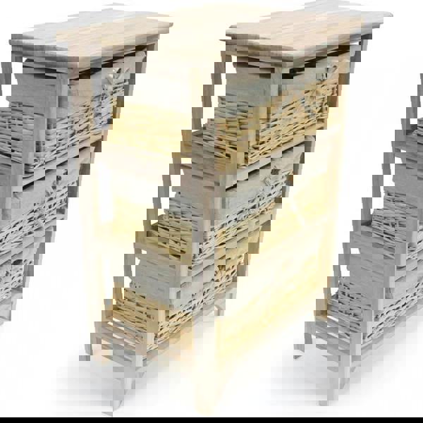 Gr8 Home 3 Tier Drawers Wooden Storage Cabinet Rack Wicker Baskets Bedroom Unit Furniture