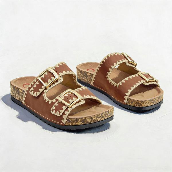 Heavenly Feet SANDY Mules Sandals in Brown