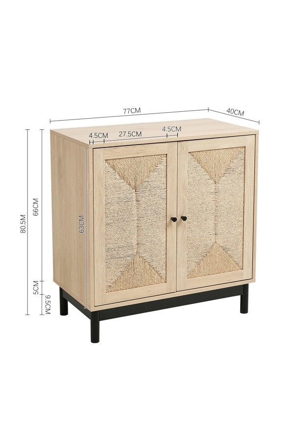 Living and Home Rustic Wooden Sideboard with Woven Doors