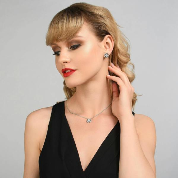 Knot Stud Earrings Set with Cubic Zirconia - namana.london