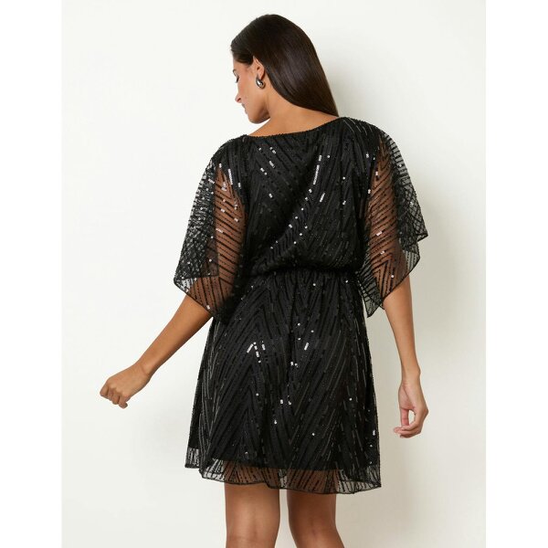 Blue Vanilla Sequin And Embellished Chevron Dress