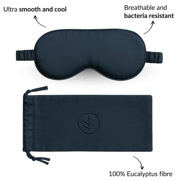 Ethical Bedding Essential Silk Sleep Eye Mask in Navy (Eucalyptus Silk)