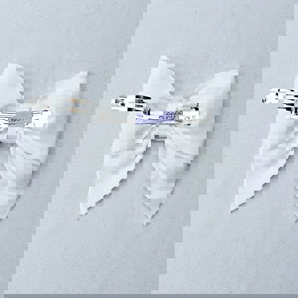 White Satin Hair Bow Hair Clip