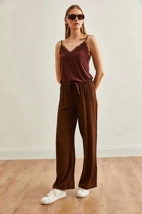 Hoxton Gal Belted Woven Viscose Palazzo Pants