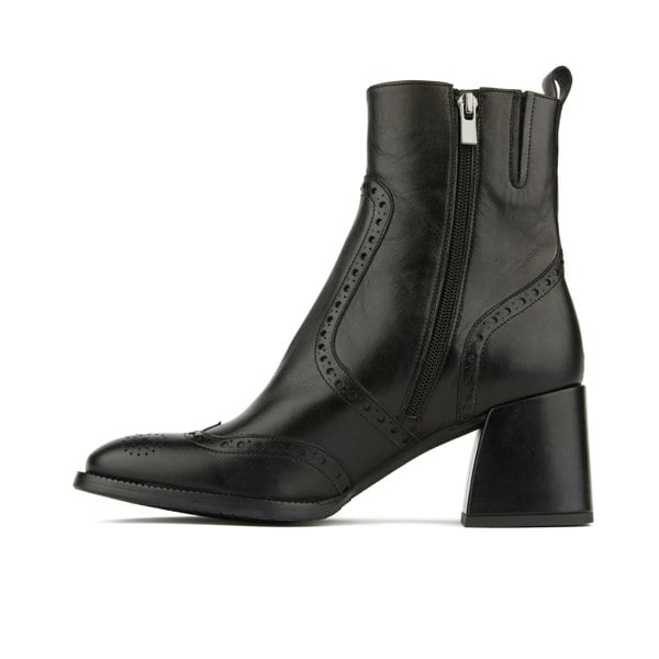 Embassy London Chloe - Black - Women's block heel higher ankle leather boot with side zip