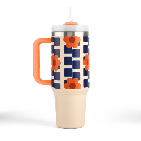 Regatta Orla Kiely Floral Insulated Travel Mug - Orange