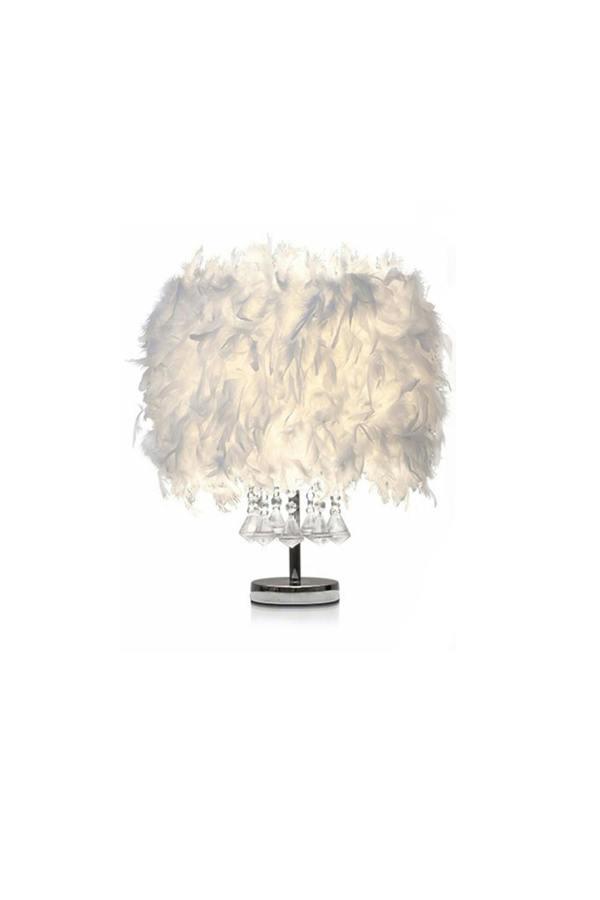 Living and Home Modern Feather Bedside Table Lamp