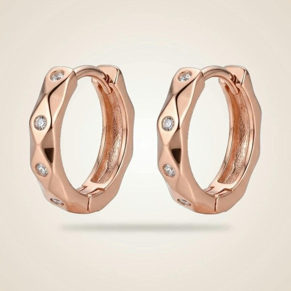 The Colourful Aura Sterling Silver Hexagon Geometric Angle Zircon Slim Huggie Dainty Hoop earrings