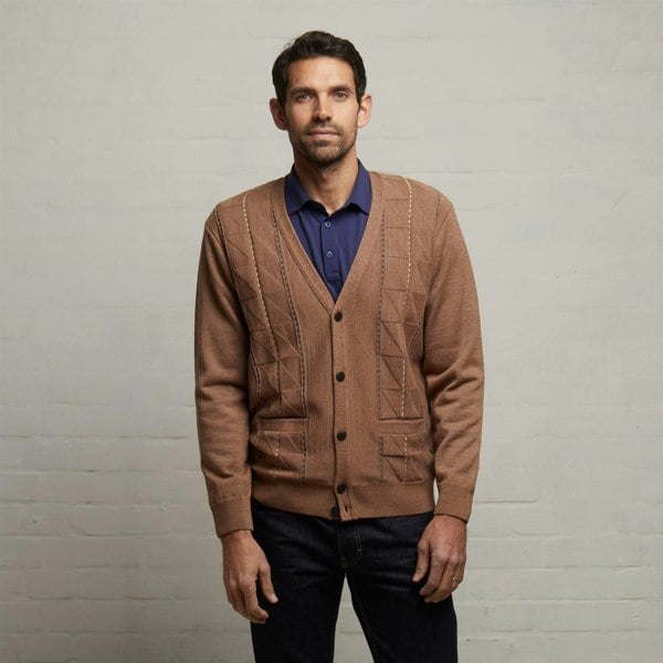 Gabicci G53M07 Mens Long Sleeve Knitted Cardigan Gabicci Classic - GRANOLA