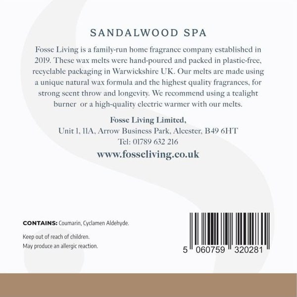 Fosse Living Sandalwood Spa Wax Melts - 16 Pack