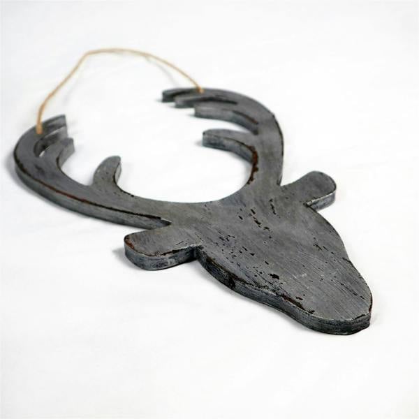 26cm Silver Wooden Hanging Deer Head Wall Decoration for Christmas Home, Office and Seasonal Displays image 3