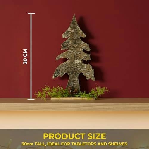 3cm Christmas Tree Shape Birch Bark Table Top Decoration with Rustic Natural Finish image 5