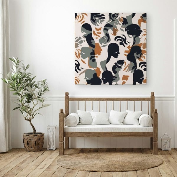 Warren Reed Abstract Grey Brown Silhouette Canvas