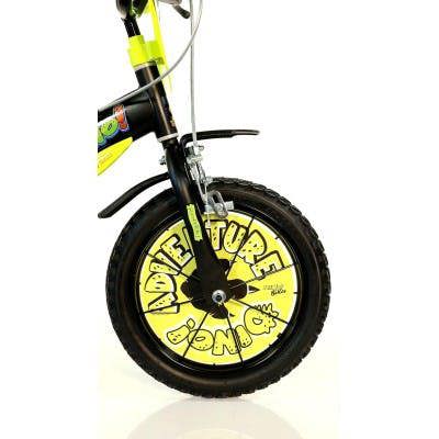 Dino Bikes Dino Dinosaur Adventure 14in Kids Bike with Stabilisers - Black/Green