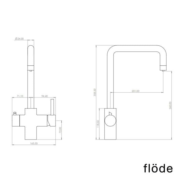 Flode Vier 4 in 1 Instant Boiling & Filtered Cold Water Tap | Brushed Brass Finish