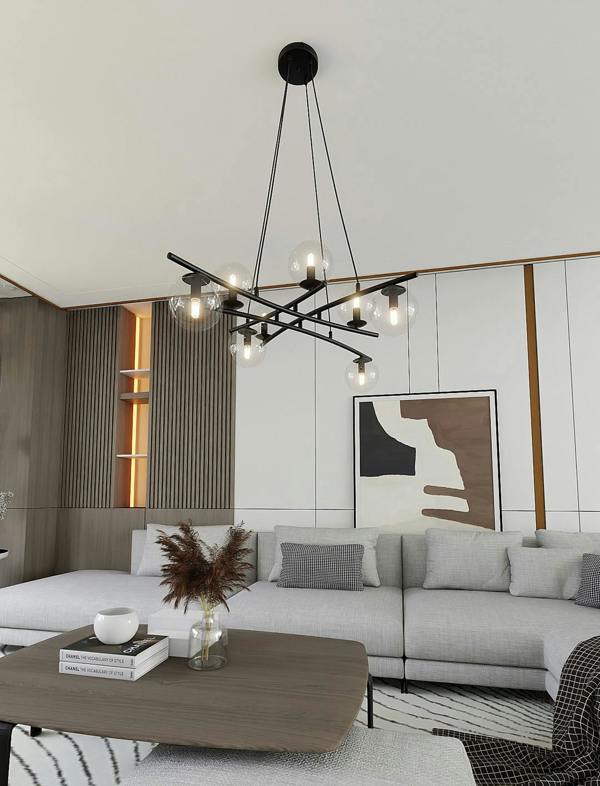 Emibig ESSA Pendant lamp 8 x E14 Black with Transparent Shade