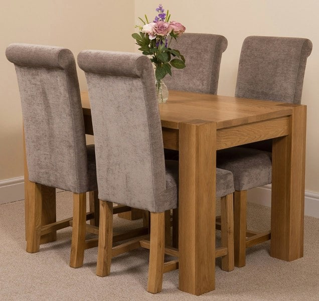 That's Furniture Kuba Small Oak Dining Table with Washington Fabric Chairs