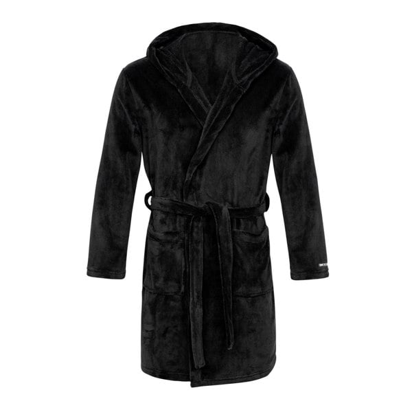 Crosshatch Mens Backdraw Hooded Robe - Black