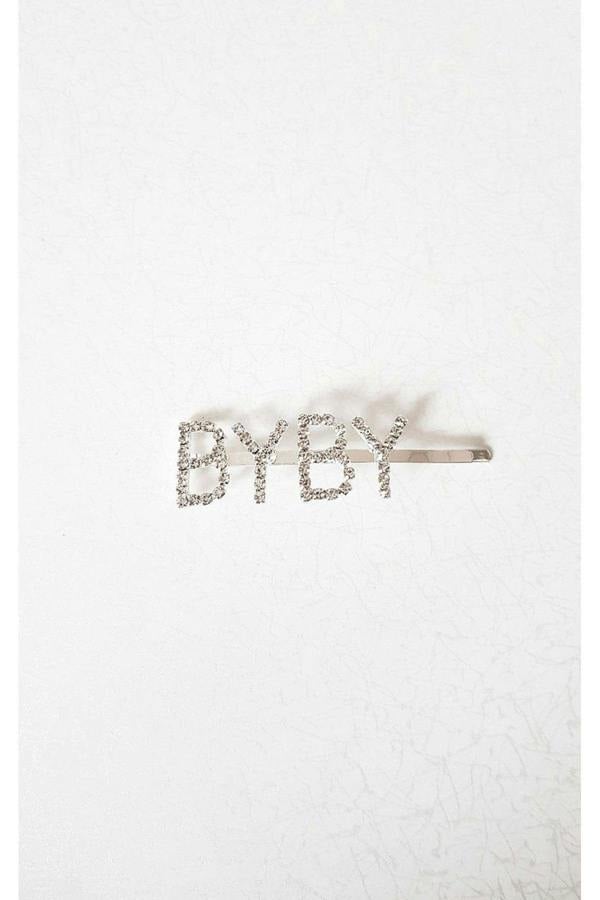 Lia Slogan Diamante Detail Hair Clip - Silver