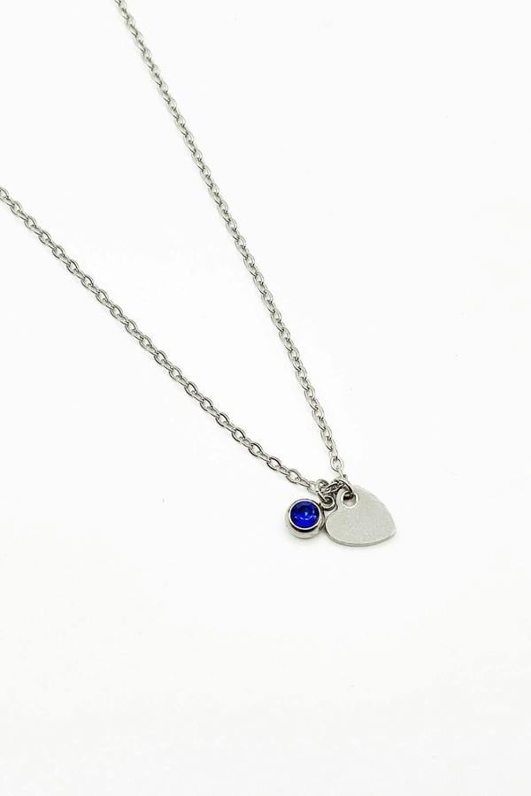 SVNX Mini Heart & September Birthstone Necklace in Silver - Gift Boxed