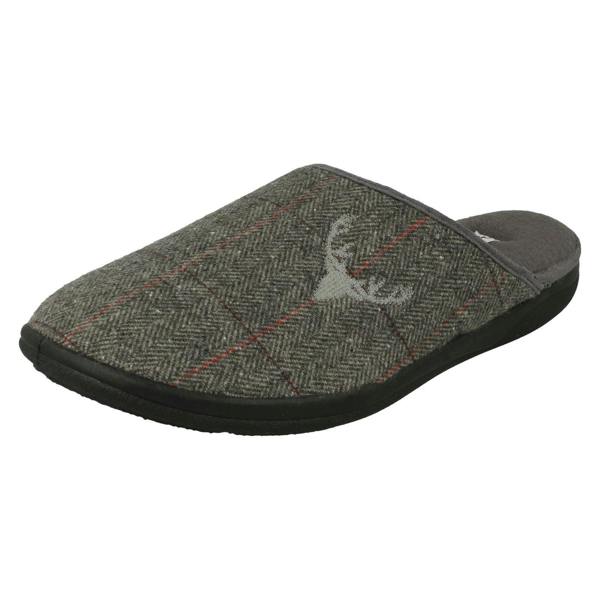 Padders Mens Padders Stag Detailed Mule Slippers Stag