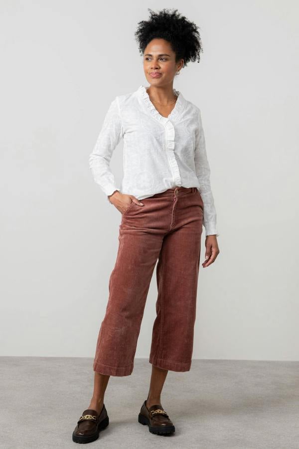 Lily & Me Isla Stretch Jumbo Cord Cropped Trousers Antique Rose
