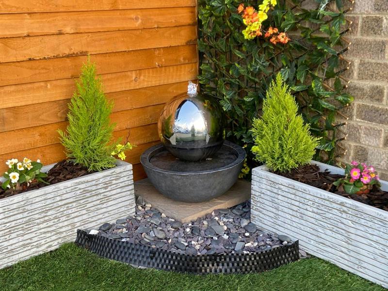 Tranquillity Water Features Sphere & Resin Base Modern Metal Water Feature