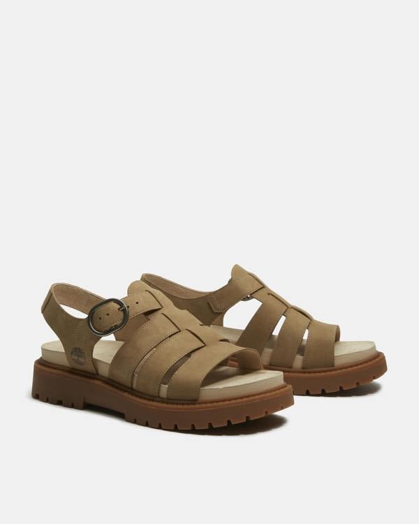 Timberland Clairemont Way  Nubuck Womens Fisherman Sandals - Mid Beige | CHO | Designer Womens Flat Sandals