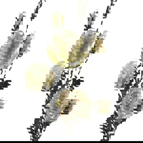 Leaf 6 x 60cm Cream Rose Artificial Flower Sprays - 24 Flowers 18 Buds