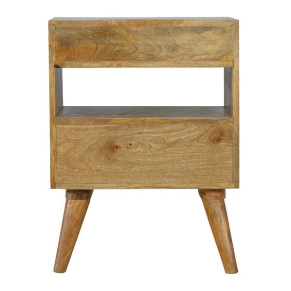 Artisan Furniture Solid Wood Grey and White Cut-out Bedside, 2 Drawers & 1 Shelf, Grey