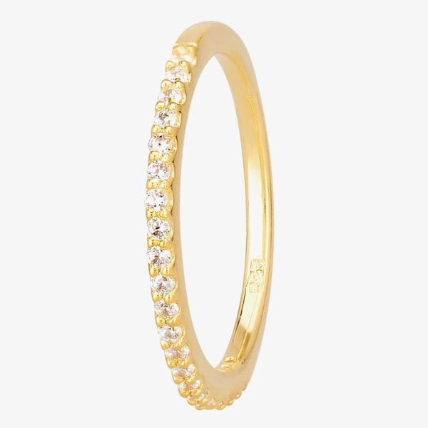 Starbright Gold Cubic Zirconia Claw Set Narrow Half Eternity Ring R6843 3A GP