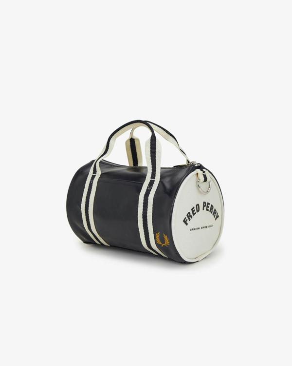 Fred Perry Classic Mini Barrel Bag - Black/Ecru D57 | CHO | Designer Mens Bags