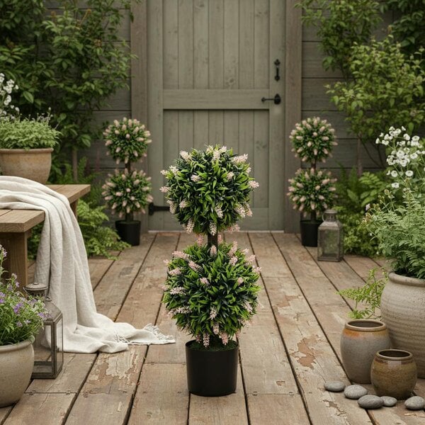 Wyld Haus Nosu Set Of 2 Artificial Lavender Flower Ball Trees In Pots 70cm Pink