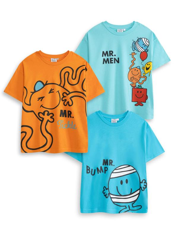 Vanilla Underground Mr. Men & Little Miss Boys Multicoloured Multi Character Multi-Pack of 3 Short-Sleeved T-Shirts
