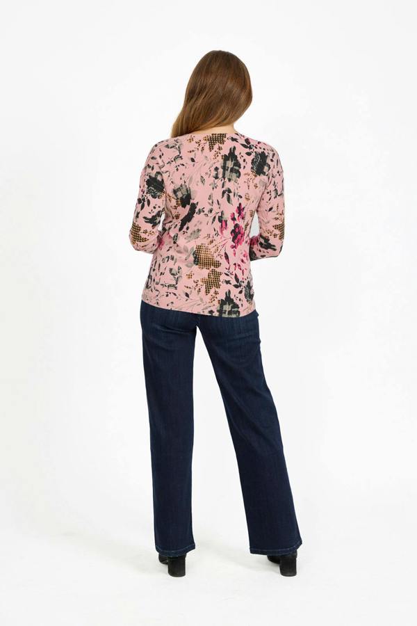 Mudflower Floral Print V-Neck Lightweight Knit Jumper