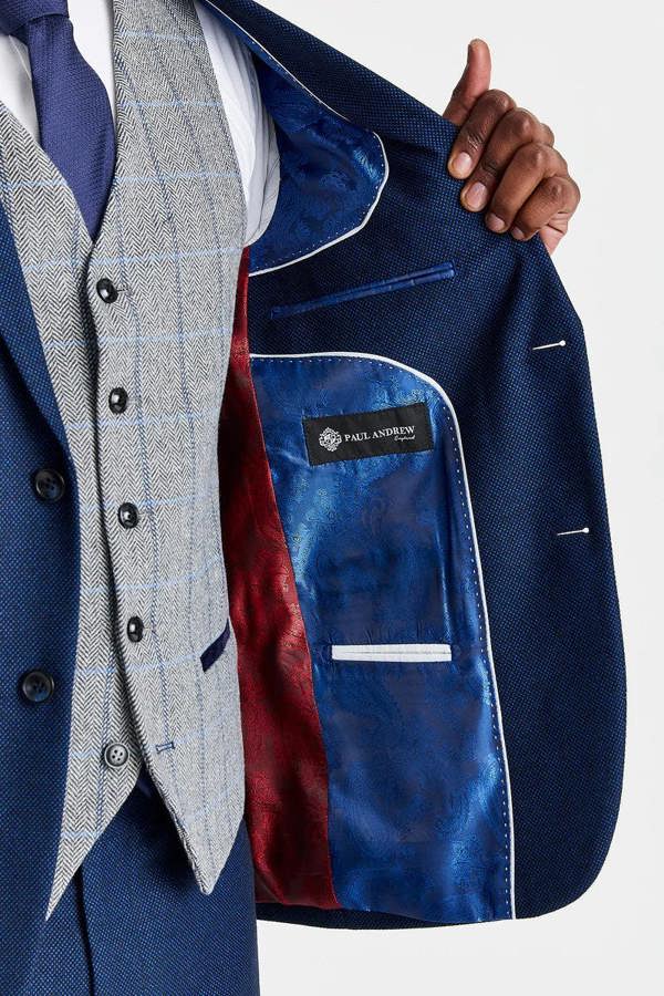 Paul Andrew Arthur Navy Suit with Harris Grey Tweed Waistcoat