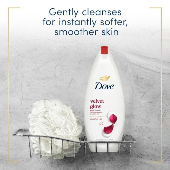 Dove Velvet Glow Body Wash 3 Pack, 0% Sulfate SLES Shower Gel, 225ml
