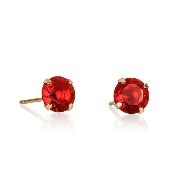 namana Gold Plated 925 Sterling Silver Dainty Red Solitaire Stud Earrings For Women