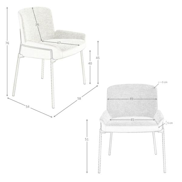 Angel Cerdá Grey Fabric and Brown Velvet Chair 4171