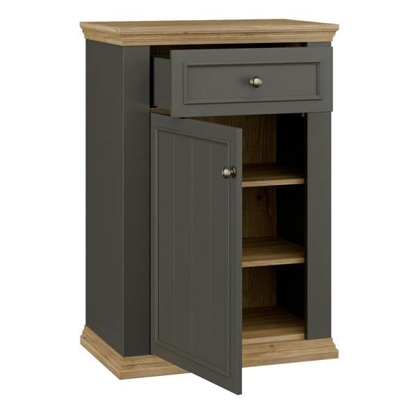 Furniture To Go Pontypool Shoe Cabinet with Drawer in Grey and Mauvella Oak