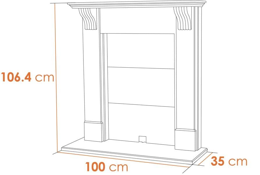 Adam Harrogate Stove Fireplace in Pure White & Black, 39 Inch