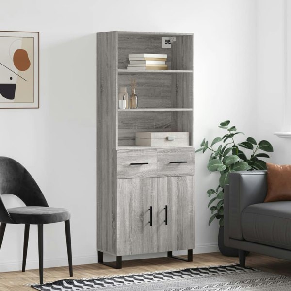 Berkfield Highboard Grey Sonoma 69.5x34x180 cm Engineered Wood