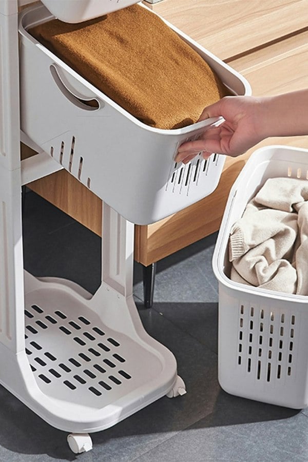 Living and Home 4-Tier Detachable Kitchen Fruit Vegetable Basket Storage Rack Laundry with Wheels Trolley Cart