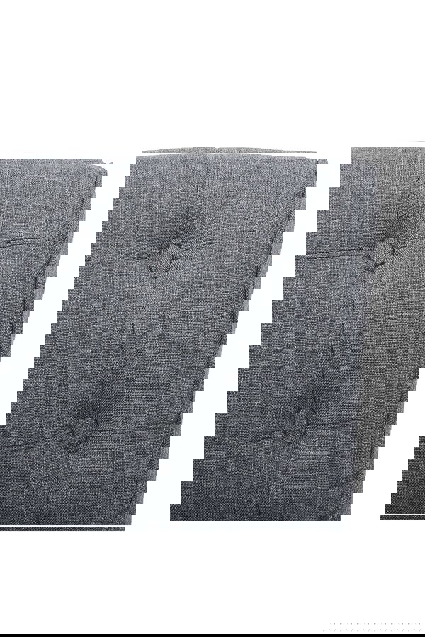 Living and Home Light Grey Modern Linen Upholstered Dressing Footstool with Black Legs