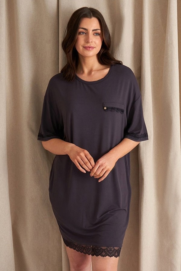Bamboo Lace Tee Dress in RavenNightwear
